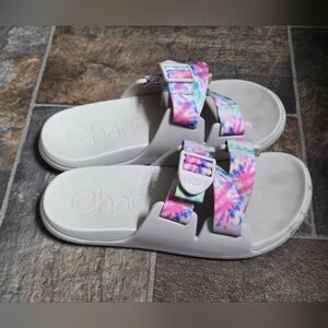 Chaco Womens Tie-Dye Adjustable Strap Slide On Sandals- Size 8